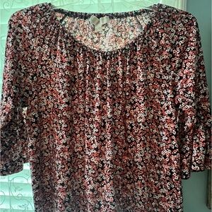 Michael kors blouse waist length multi color w/3/4 sleeves size xl preowned